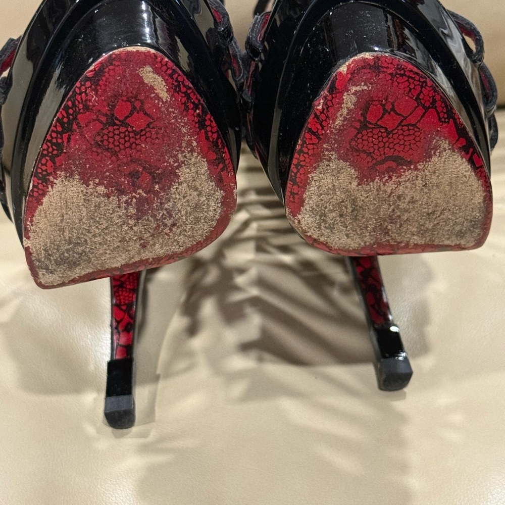 Cesare Paciotti caged black patent stiletto heels size 37 1/2 RARE ., - Picture 13 of 16